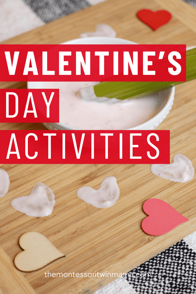 Graphic of a close up of an activity and text that says "Valentine's Day Activities"