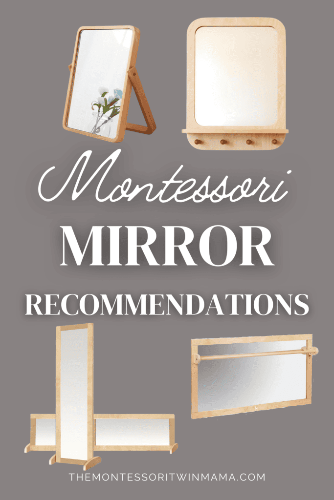 Graphic with different Montessori baby mirrors and text that says "Montessori Mirror Recommendations"