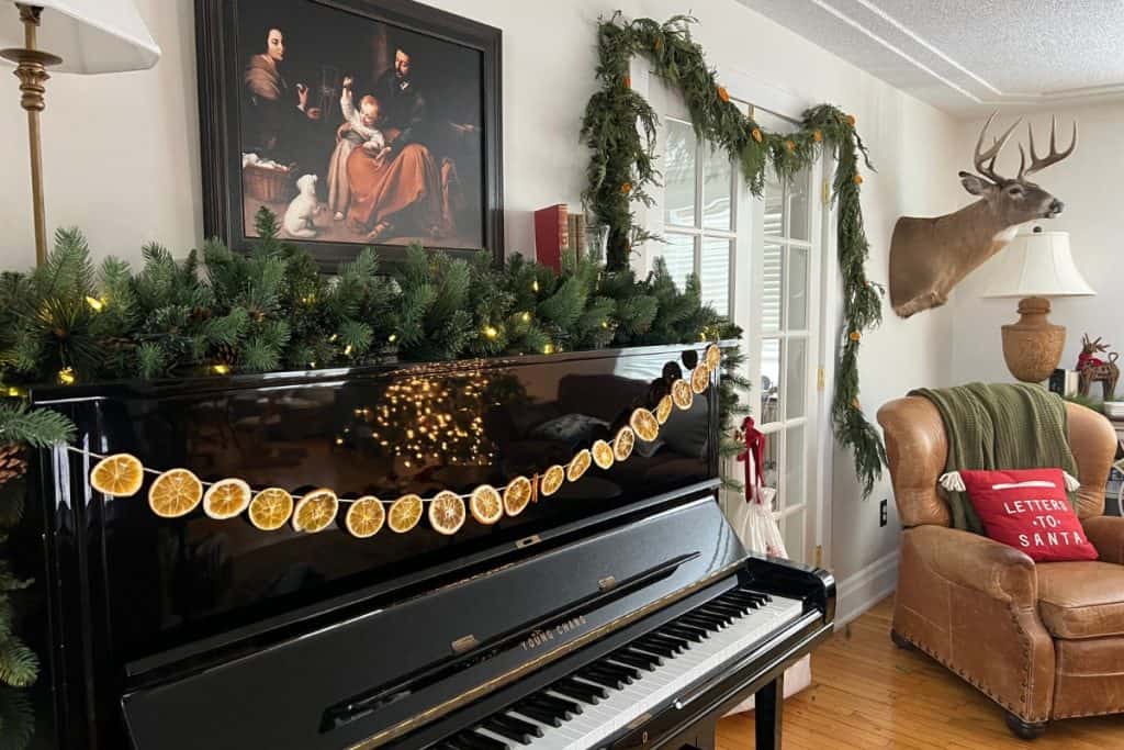 home decorated with orange slice garland.