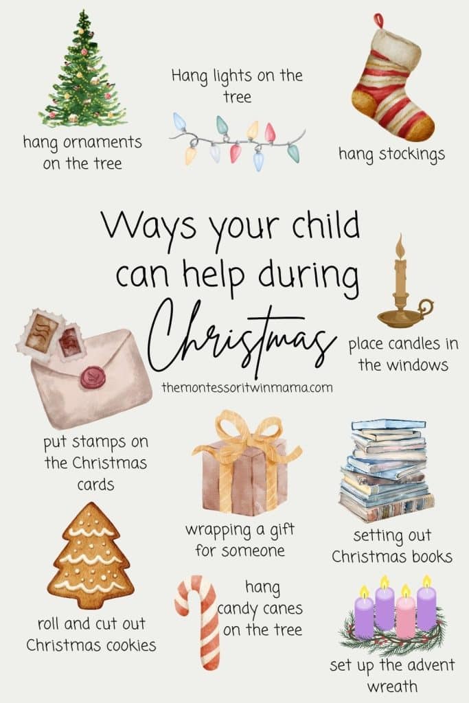 A graphic of ways a child can help during Christmas time.