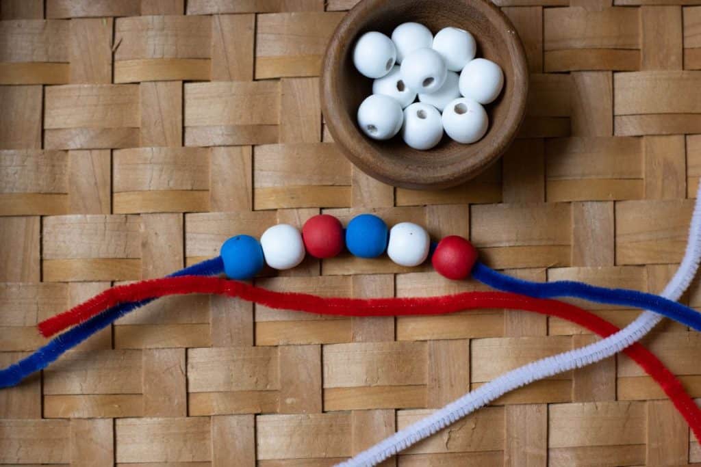 Bead stringing activity.
