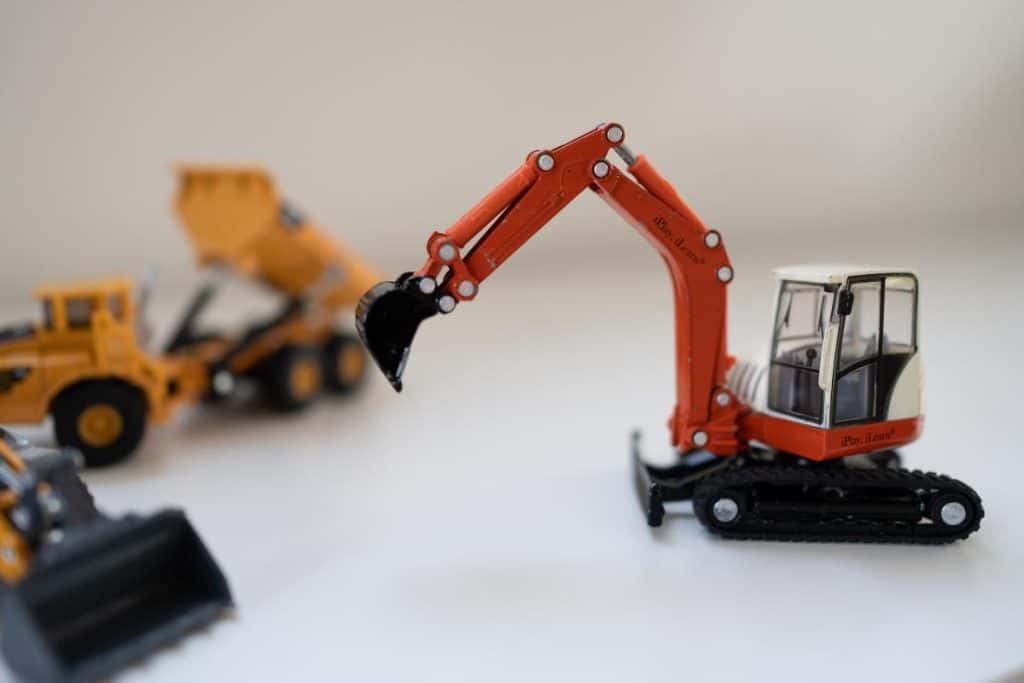 Miniature construction vehicles.