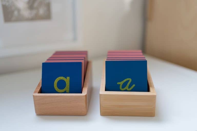 Montessori print and cursive mini sandpaper letters.